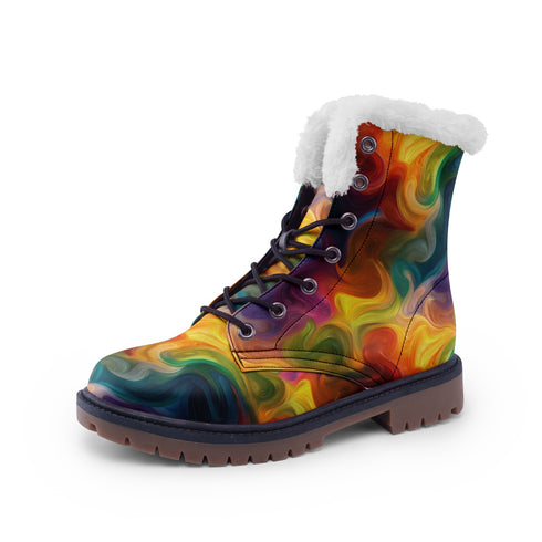 Rainbow Clouds Lace Up Winter Boots